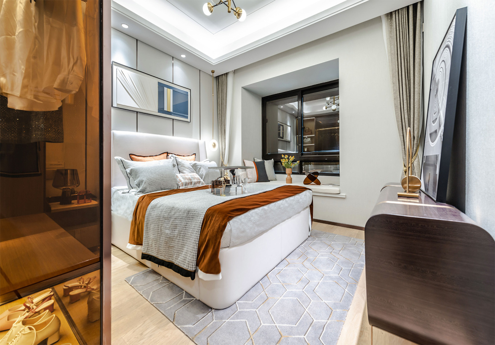 现代轻奢风格室内设计家装案例-主卧 现代轻奢风格室内设计家装案例-主卧